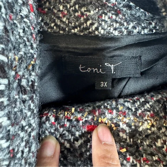Toni T Gray Tweed Cape Jacket Size 3X Wool Alpaca Blend Button Front Poncho Coat - Picture 8 of 16